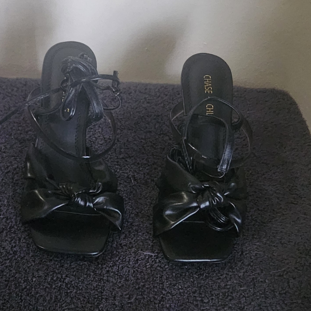 Faux Leather Chase + Chloe Strappy Heels Size 7